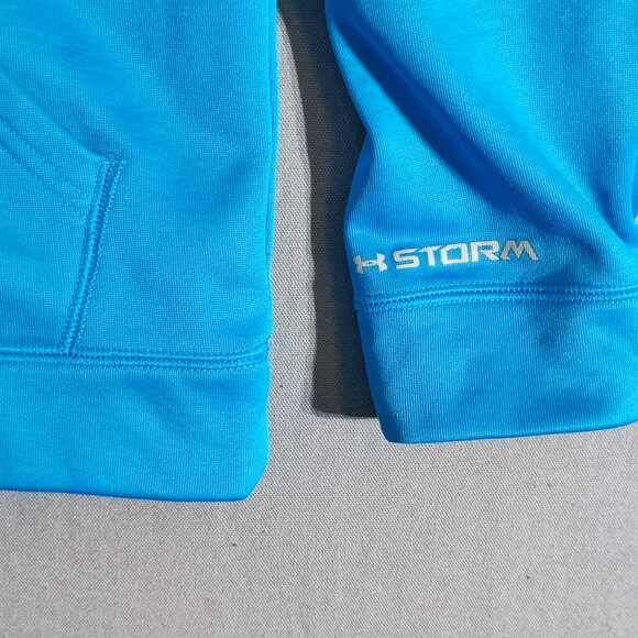 Under Armour Storm Hoodie youth boy size L light blue with graphic loose fit - Picture 9 of 11